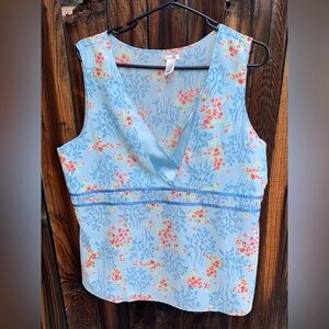 Old Navy Floral Blue Sleeveless Top